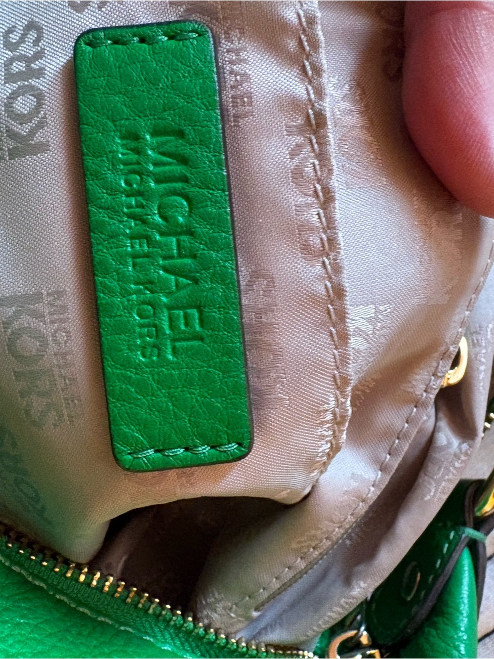 Michael Kors Green Pebbled Leather Hobo Satchel with Gold Hardware - Picture 5 of 8